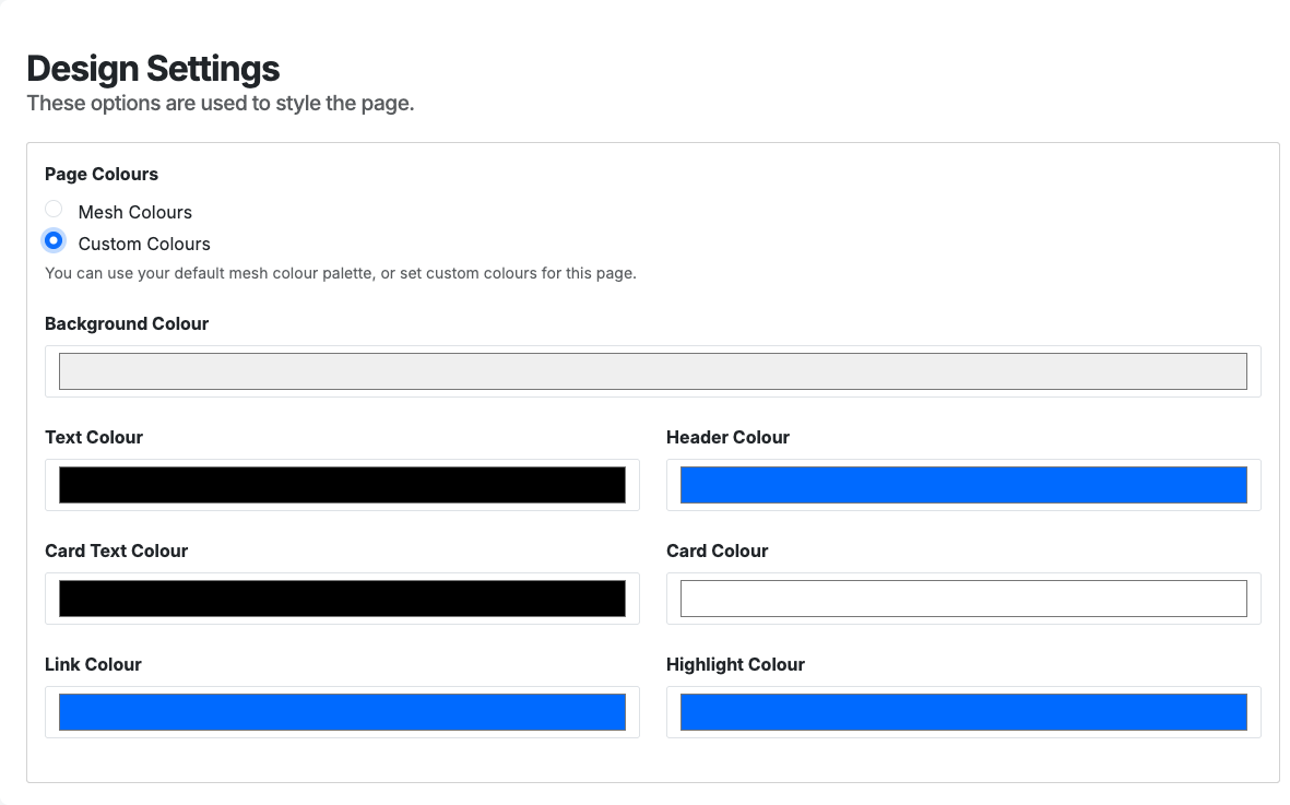 page colours